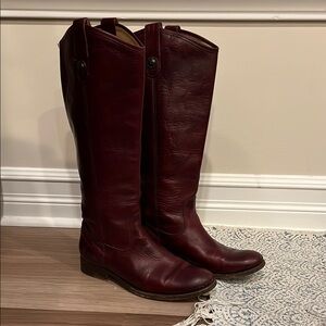 Frye Burgundy Leather Riding Boots